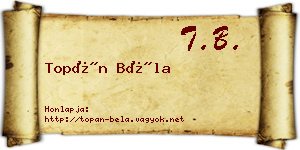 Topán Béla névjegykártya